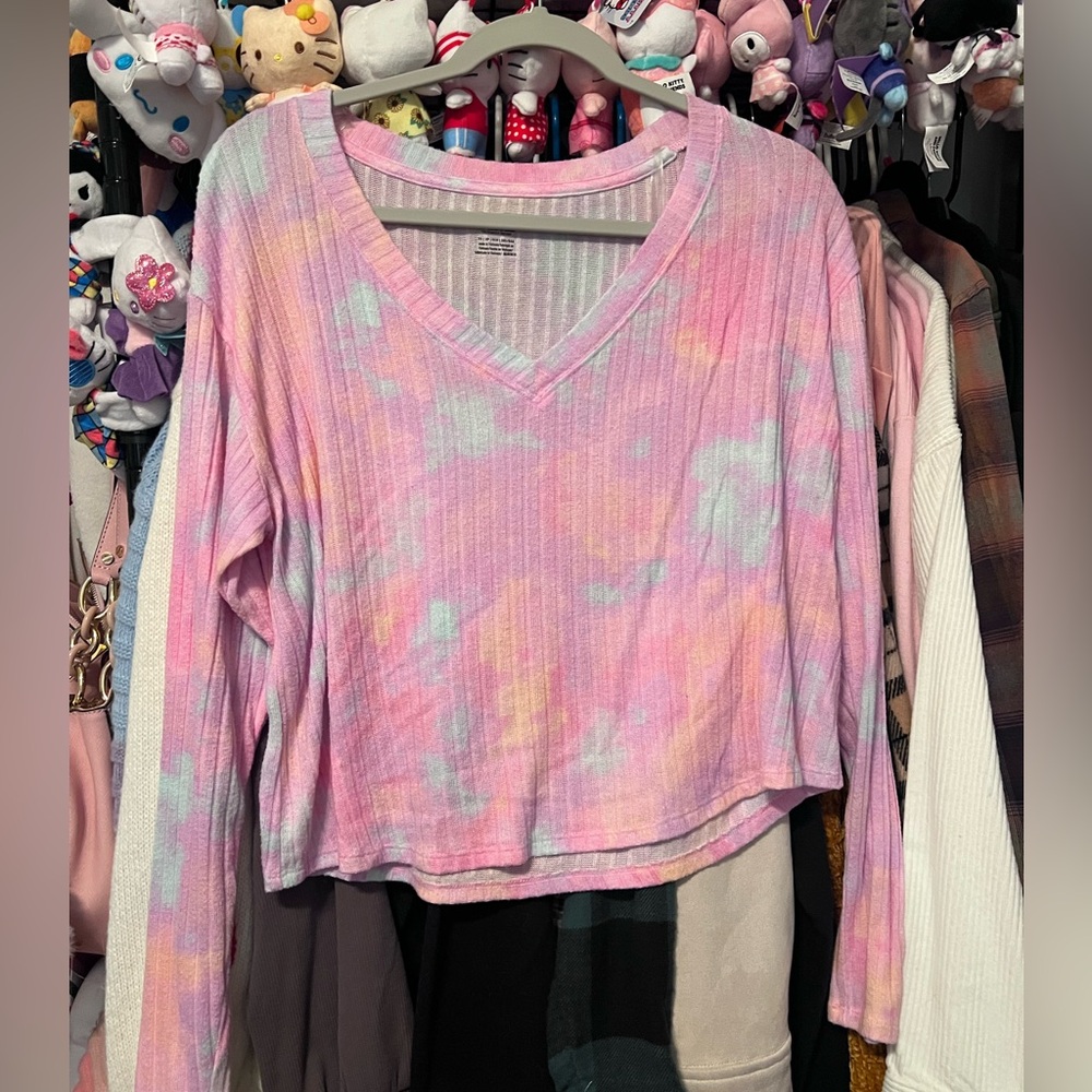 Victorias Secret Pink Tie Dye Cropped Long Sleeve